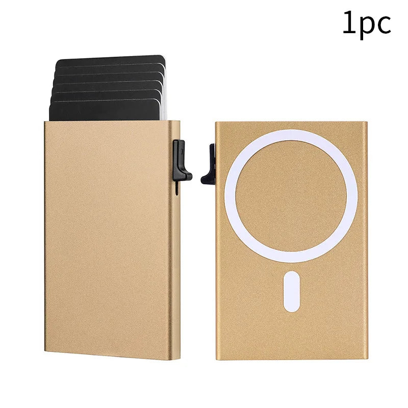 2026 New Arrival RFID Protection Card Box, Magnetic Aluminum Alloy Design, Fashion Pop-Up Card Clip Wallet For Men Women