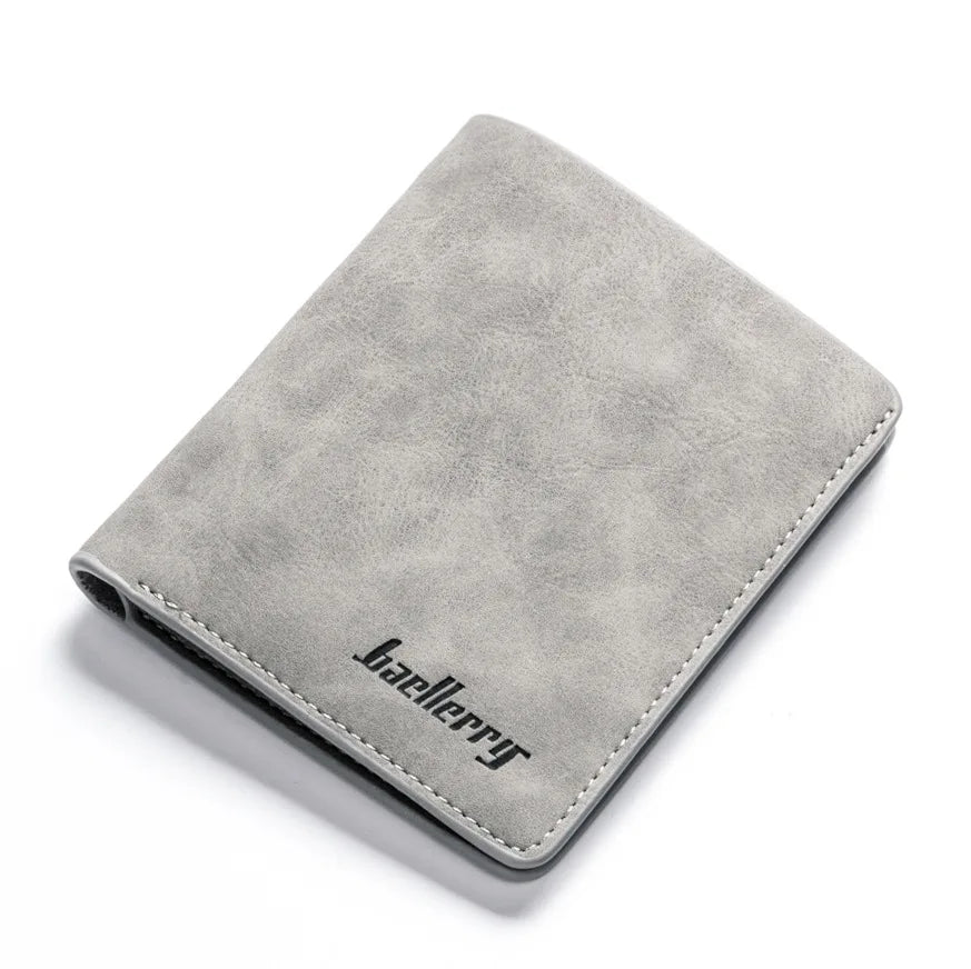Baellerry Men's Thin Sanded Leather Short Wallet Multi Card Holder Simple Business Driver's License Card Organizer