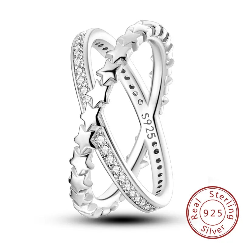 New Original 925 Sterling Silver Rings Stackable Infinite Silver Zircon Ring For Women Wedding Anniversary Birthday Jewelry Gift