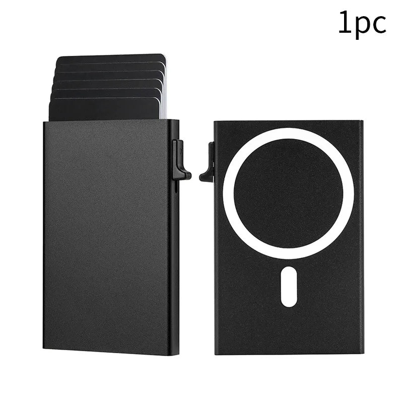 2026 New Arrival RFID Protection Card Box, Magnetic Aluminum Alloy Design, Fashion Pop-Up Card Clip Wallet For Men Women