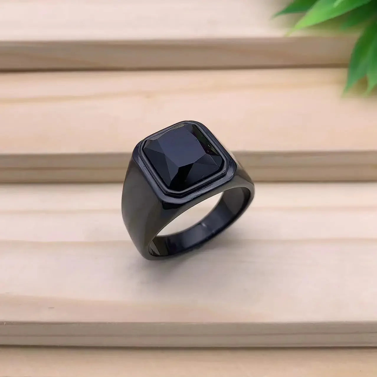 Men's/Women High Quality Stainless Steel Multiple Colors Gemstone Style Onyx Black Rings Jewelry