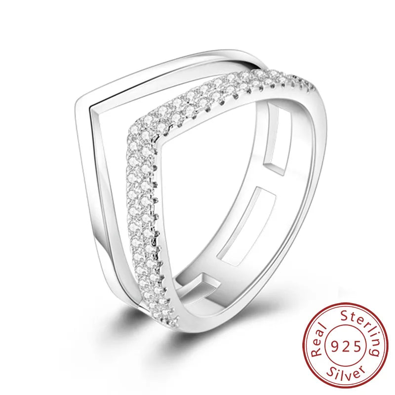 New Original 925 Sterling Silver Rings Stackable Infinite Silver Zircon Ring For Women Wedding Anniversary Birthday Jewelry Gift