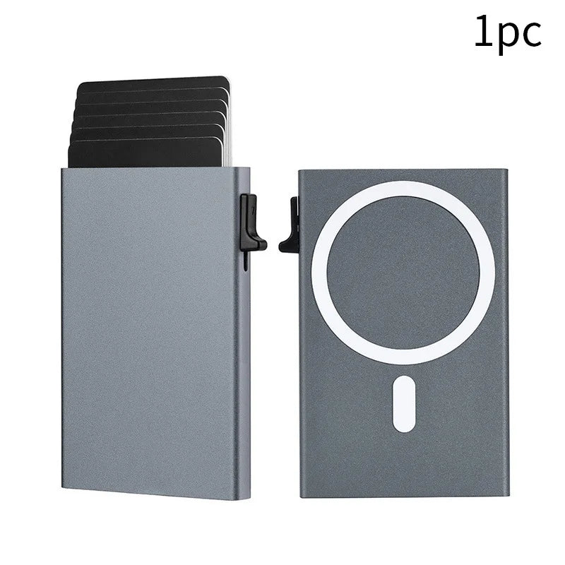 2026 New Arrival RFID Protection Card Box, Magnetic Aluminum Alloy Design, Fashion Pop-Up Card Clip Wallet For Men Women