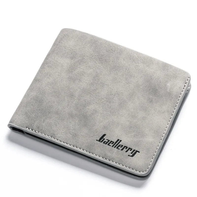 Baellerry Men's Thin Sanded Leather Short Wallet Multi Card Holder Simple Business Driver's License Card Organizer