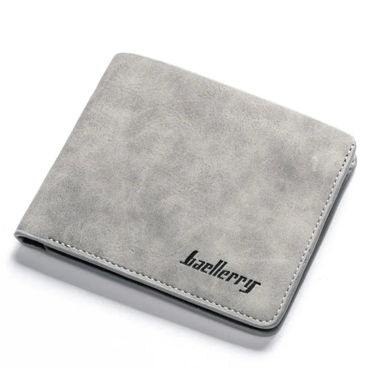 Baellerry Men's Thin Sanded Leather Short Wallet Multi Card Holder Simple Business Driver's License Card Organizer