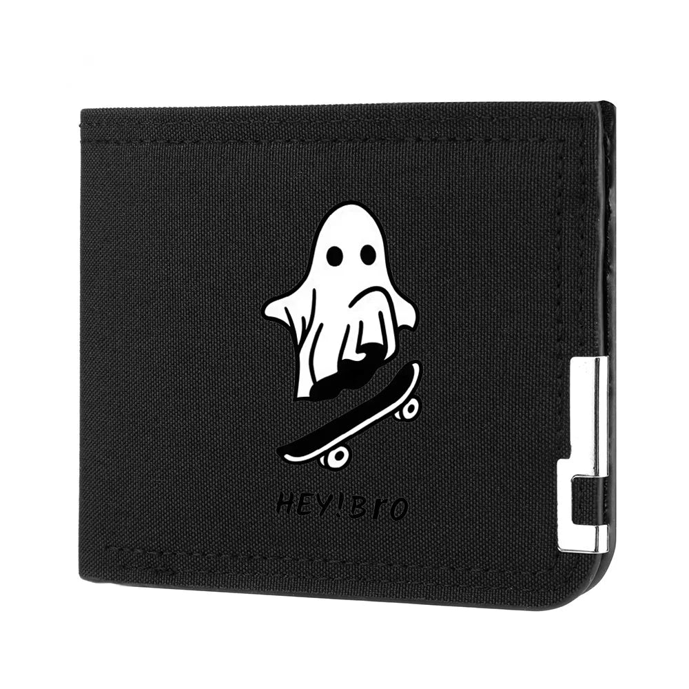 Men's Canvas Double-fold Wallet, Multi-Functional Credit Card Holder, Cartoon  Short Wallet For Men