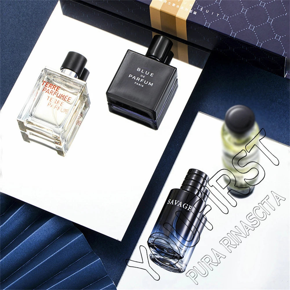 Luxury Brand Perfume Men Cologne 100ml Parfums Homme Gift Box 4Pcs Set Perfumes Masculinos Natural Floral Fruity Scent Spray