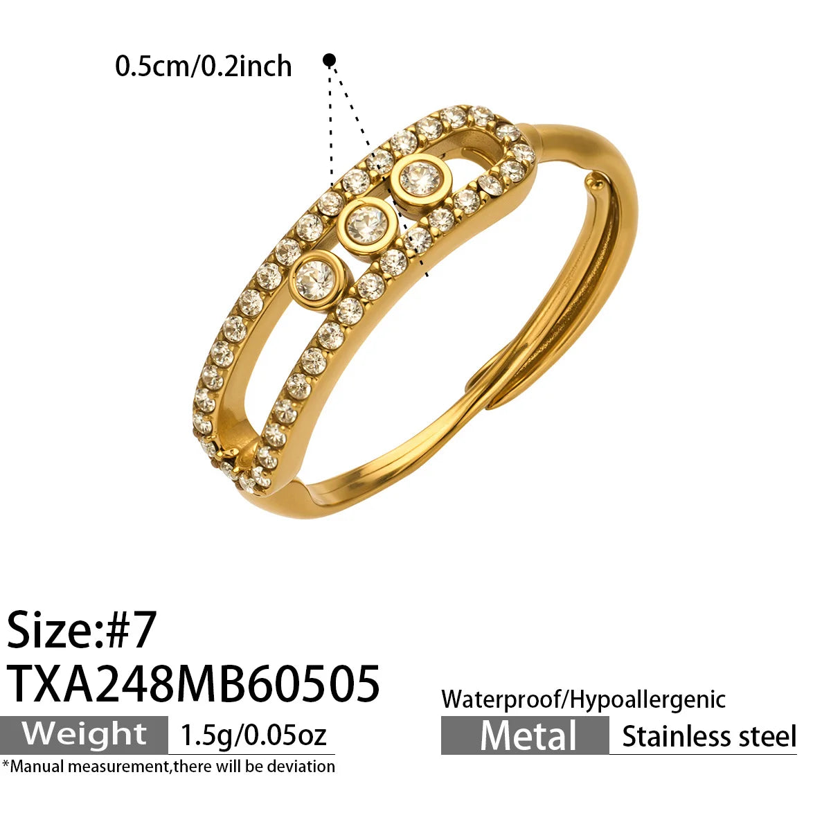 3 Slidable Zircon Necklace Bracelet Ring for Women 18k Gold Plated Stainless Stee Chain Necklaces Bracelets Rings Jewelry Set