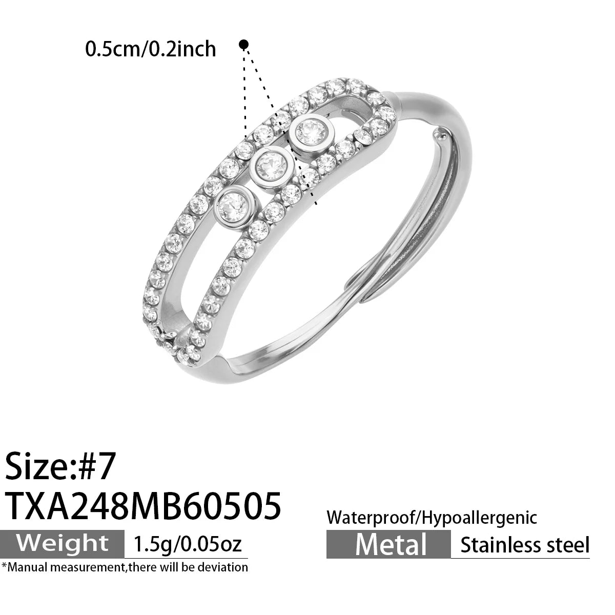3 Slidable Zircon Necklace Bracelet Ring for Women 18k Gold Plated Stainless Stee Chain Necklaces Bracelets Rings Jewelry Set