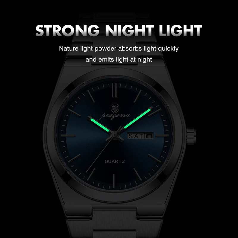 PAAZOMU Ultra Thin Quartz Watch Men Women Minimalist Style Waterproof Luminous Wristwatch Comfortable Strap Daily Office Gift