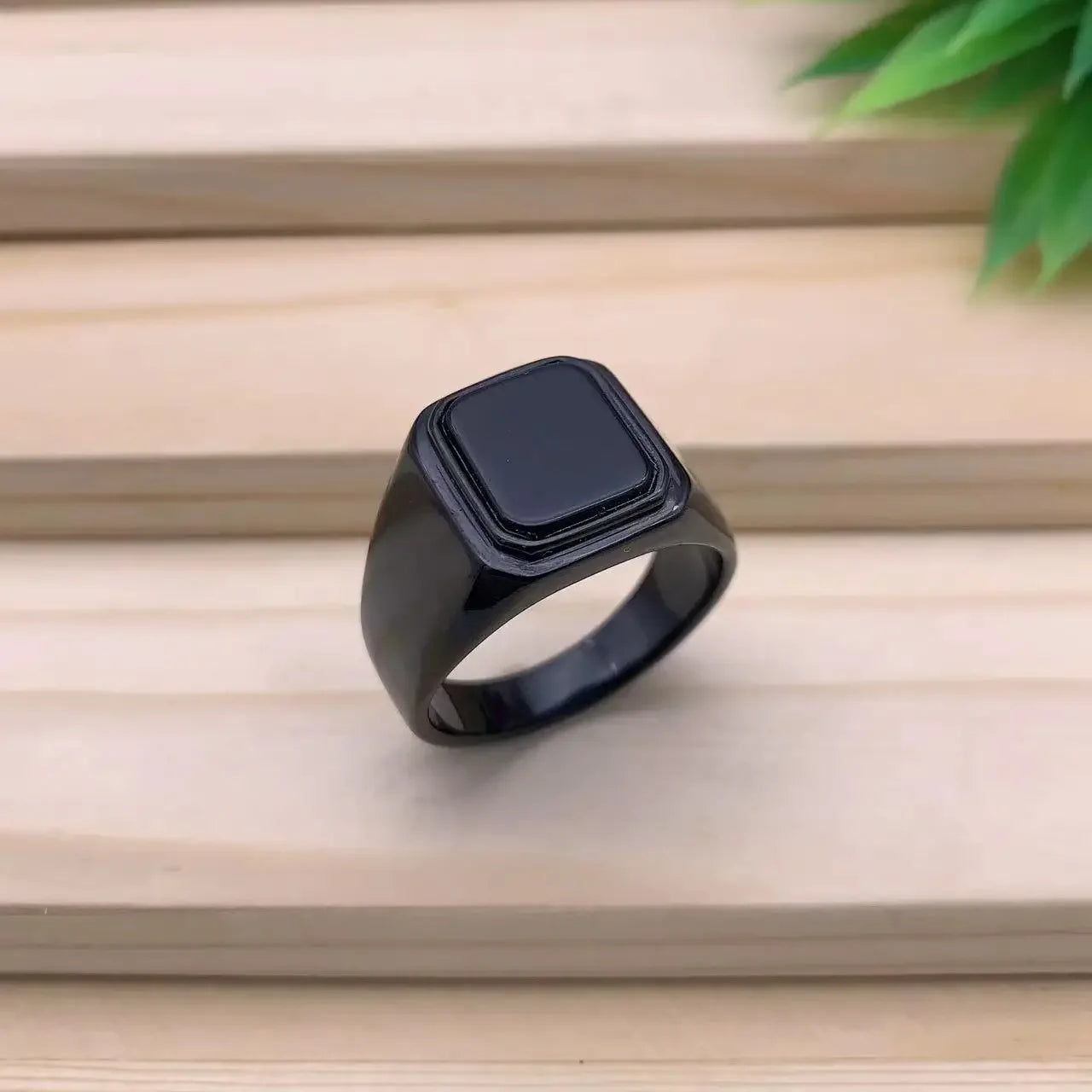 Men's/Women High Quality Stainless Steel Multiple Colors Gemstone Style Onyx Black Rings Jewelry
