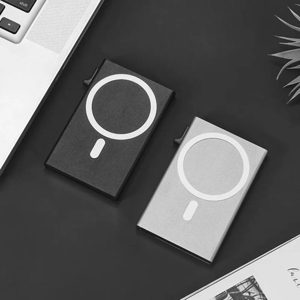 2026 New Arrival RFID Protection Card Box, Magnetic Aluminum Alloy Design, Fashion Pop-Up Card Clip Wallet For Men Women