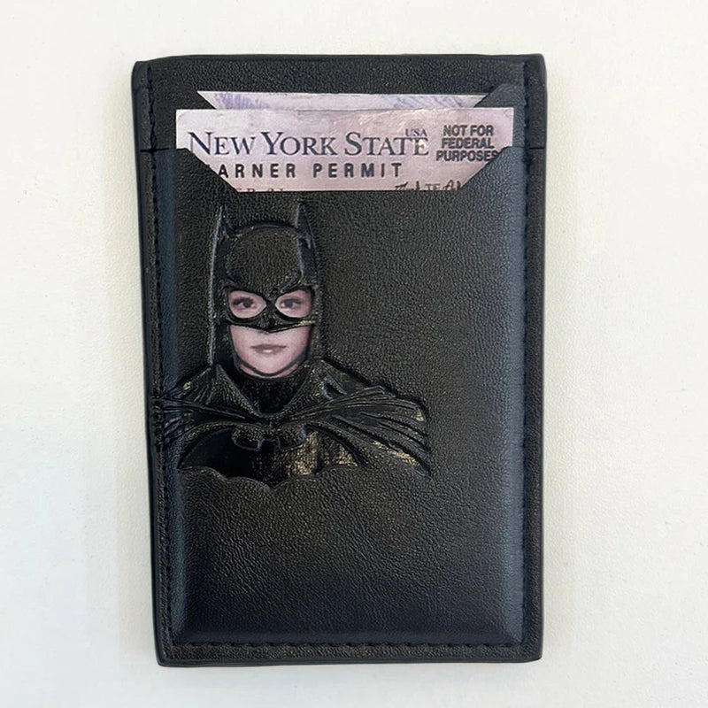 Leather Bat Wallet Personalized Superhero Mask Card Holder Bat ID Heroic Wallet Gift 2026