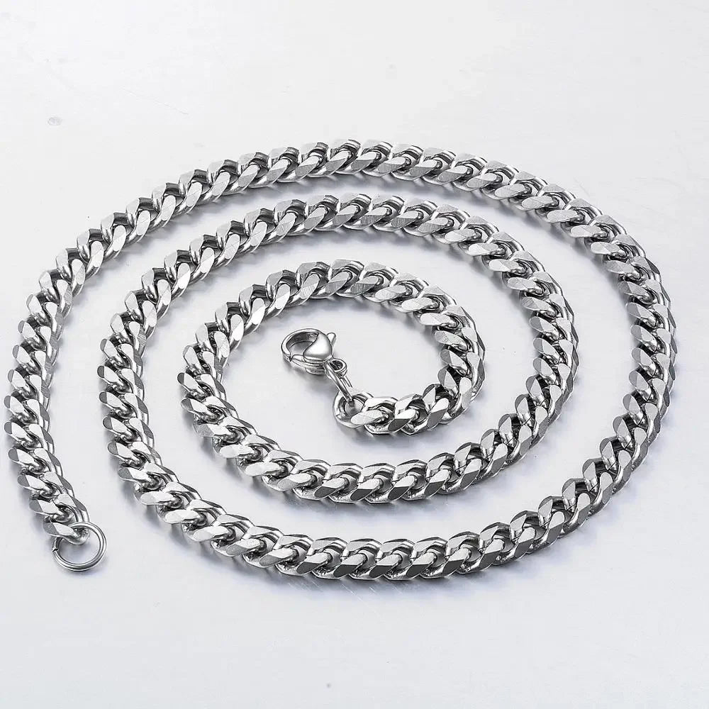 New Style Stainless Steel Cuban Chain Gold Black Color Fashion Hip Hop Men And Women Necklace Jewelry
