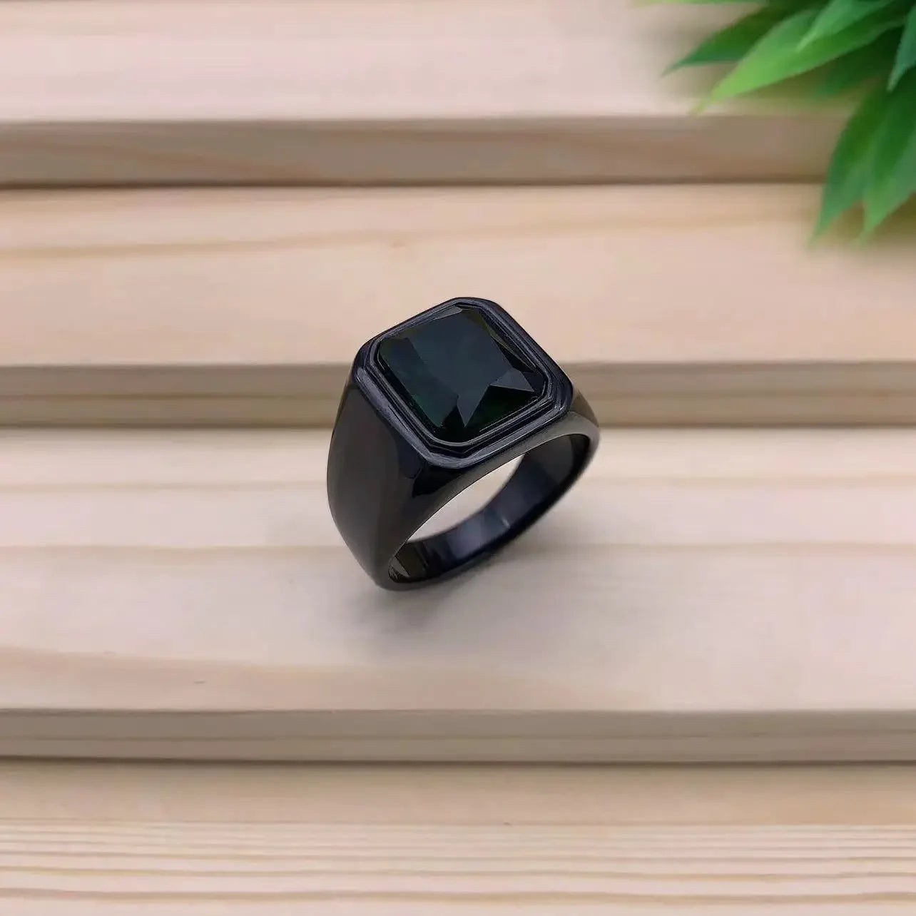 Men's/Women High Quality Stainless Steel Multiple Colors Gemstone Style Onyx Black Rings Jewelry