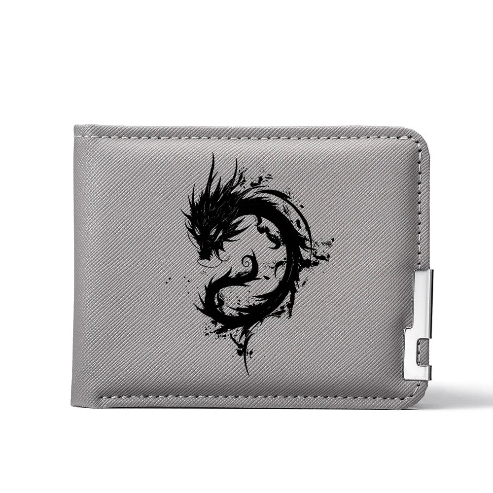 Fashionable High-Quality Men's Wallet Black Dragon Pattern Compact Lightweight Durable Men's Purse