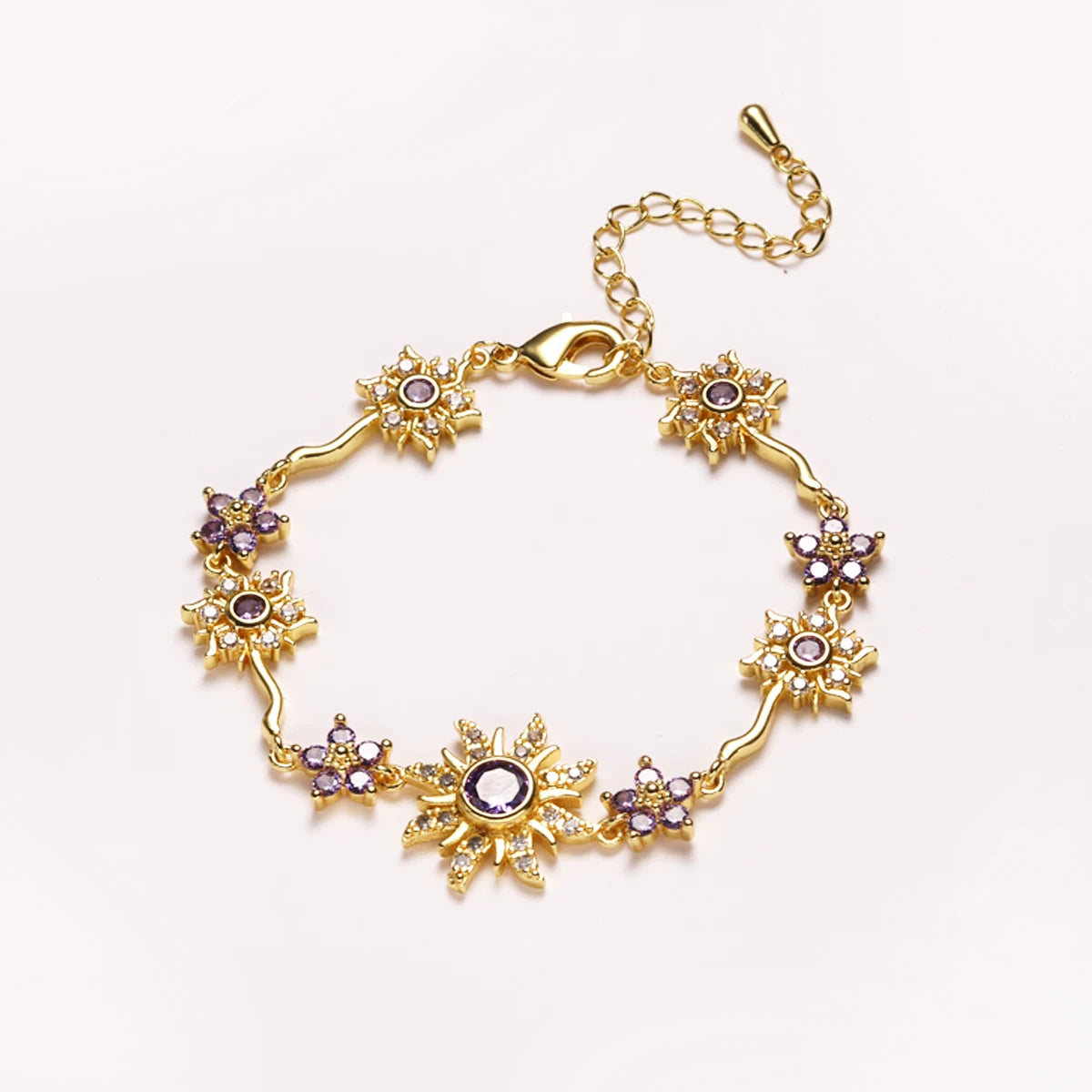 Sunflower Bracelet Sun Bracelet with Shiny Zirconia Holiday Gift for Travel Vacation Wear Essential Fashion Item for Going Out