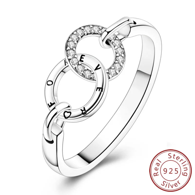 New Original 925 Sterling Silver Rings Stackable Infinite Silver Zircon Ring For Women Wedding Anniversary Birthday Jewelry Gift