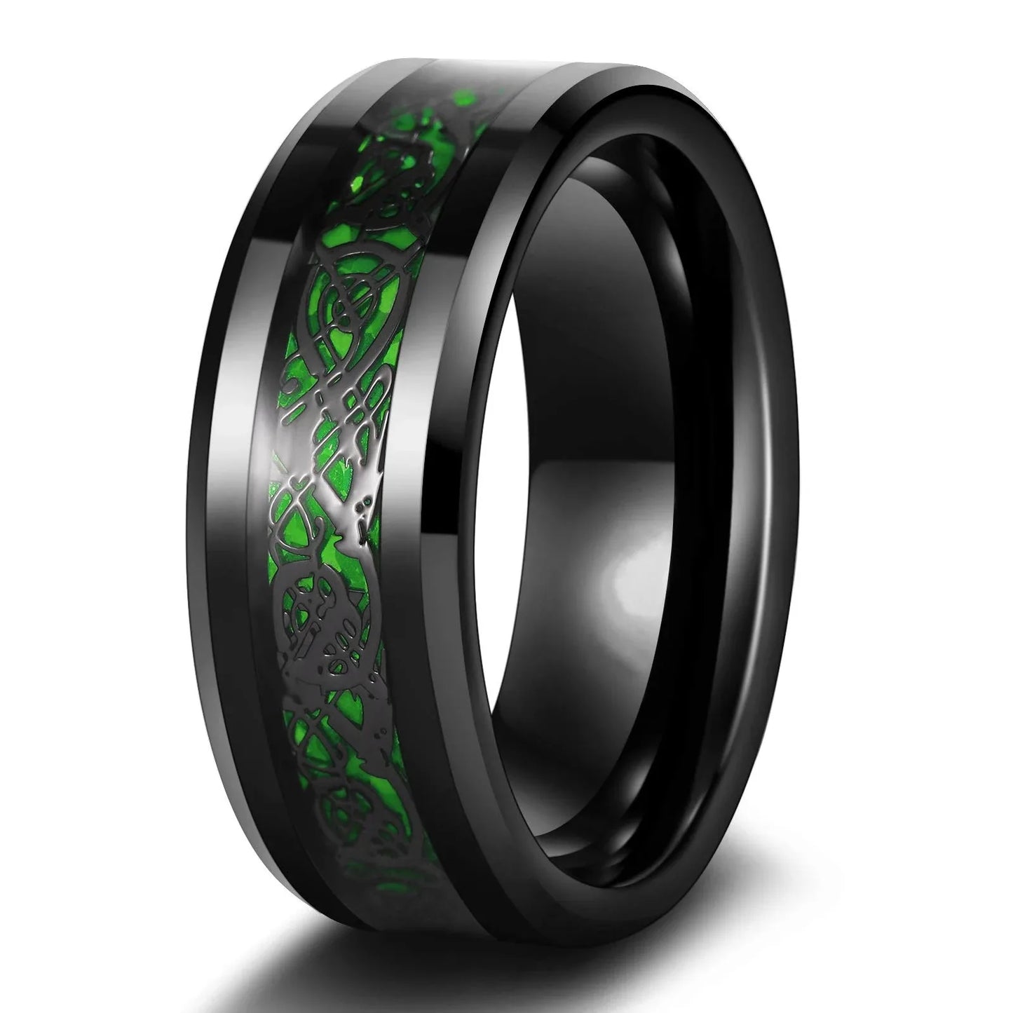 Charm Couple Rings Romantic Women Red Rhinestones Rings Set Trendy Men Stainless Steel Celtic Dragon Rings Wedding Band Jewelry