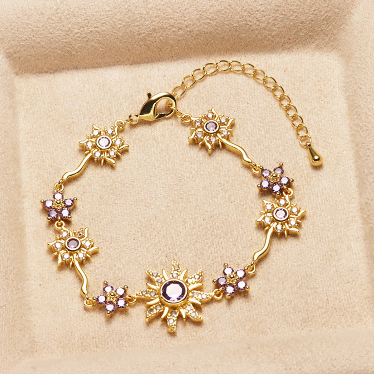 Sunflower Bracelet Sun Bracelet with Shiny Zirconia Holiday Gift for Travel Vacation Wear Essential Fashion Item for Going Out