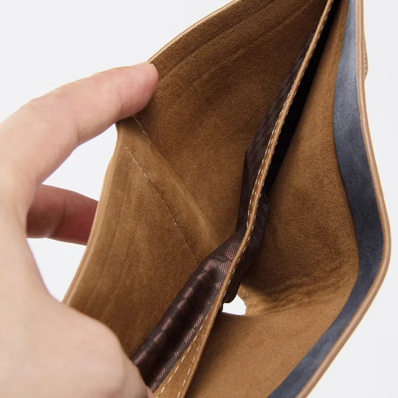 Baellerry Men's Thin Sanded Leather Short Wallet Multi Card Holder Simple Business Driver's License Card Organizer